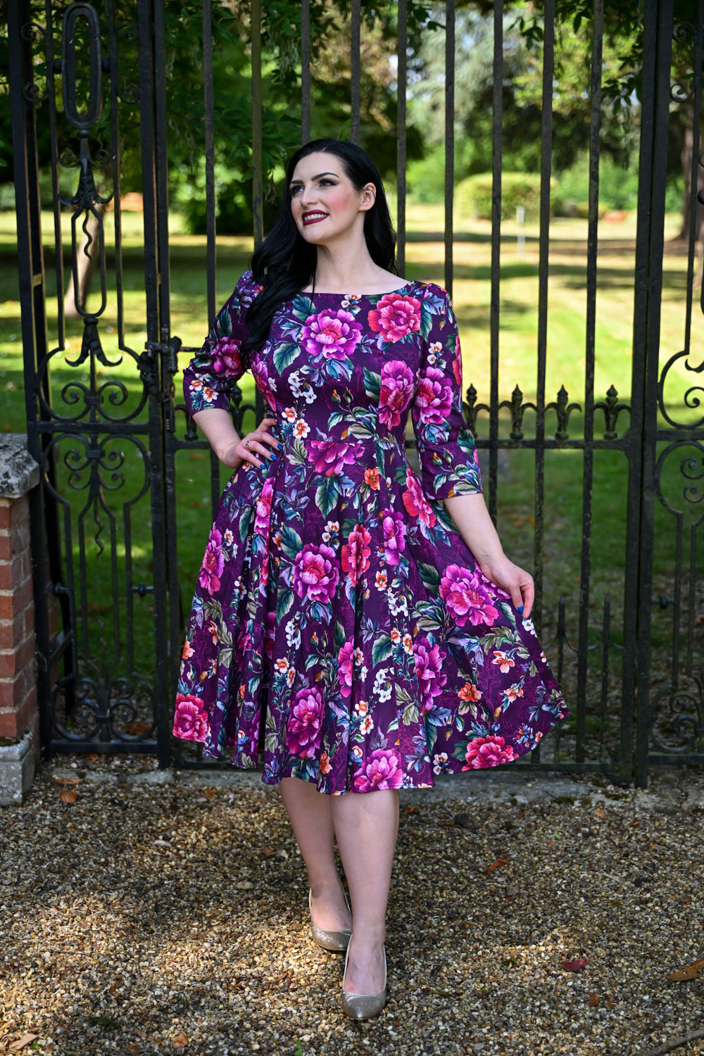 Bea Floral Swing Dress in Extended Sizing
